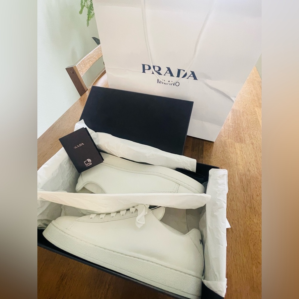 Prada Classic White Leather Sneakers